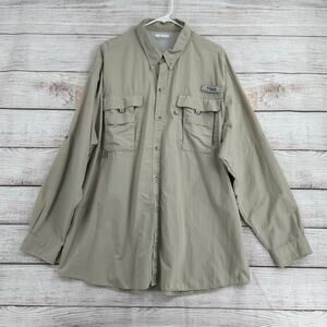 Columbia PFG Omni Shade Long Sleeve Vented Shirt Mens XXL Beige Tan Fishing
